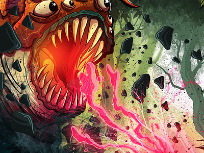 Monster Worm! characterdesign creature creaturedesign digitalart forest goo gun illustration monster scifi squid worm