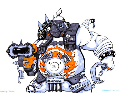 Roadhog! characterdesign fanart gasmask muscle overwatch overwatchfanart pig roadhog tattoo tyre warrior weapon