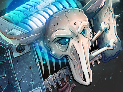 Doombringer card cardgame fantasy hammer horns magic magical ribcage skeleton skull weapon