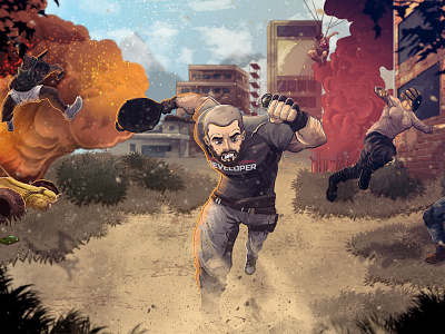 PUBG Commission building characterdesign city explosion game gaming illustration pcgame playerunknownsbattlegrounds pubg videogame