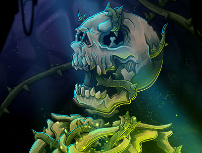 Cursed characterdesign creepy curse cursed fantasy jungle skeleton skull trap trapped vines