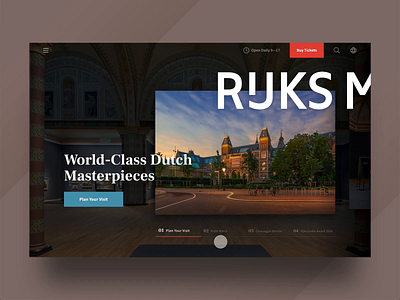 Museum Landing Page Concept adobe xd art branding homepage interaction design landing page museum netherlands ui design