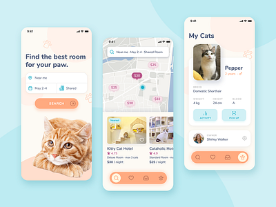 Cat Hotel booking cat cat hotel figma hotel map view ui design