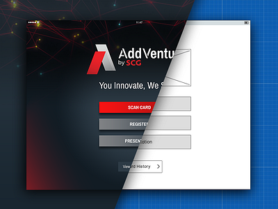 AddVentures Intro application ipad landing page scg ui ux ventures wireframe