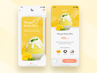 Mango Sticky Rice Kakigōri adobe xd design dessert mobile ui product page ui ui design yellow