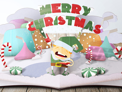 Christmas Elf 3d book candycane christmas elf gumdrop hersey illustration peppermint pop up singing