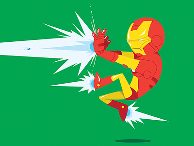 Iron Man - Fly Swatter avengers blast cartoon comics exterminator fly illustration insect iron man marvel overkill zap