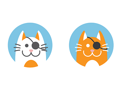 Eyepatch Cats! cartoon cats eyepatch illustration orange simple smile white