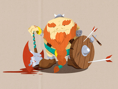 Bloody Vikings arrows axe beard cartoon illustration norse redhead shield viking