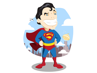 Superman bird comics daily globe dc illustration man of steel metropolis plane skyline superman
