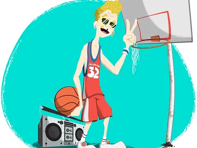 Pick-up Basketball (cropped) ball basketball boombox gold tooth high tops illustration philadelphia sixers sunglasses texture