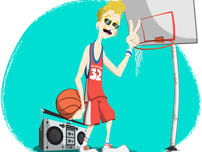 Pick-up Basketball (cropped) ball basketball boombox gold tooth high tops illustration philadelphia sixers sunglasses texture