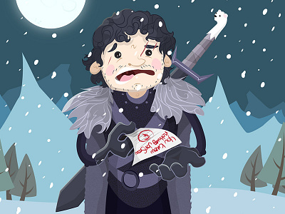 You know nothing, Jon Snow. bear cartoon crow f game of thrones illustration jon snow moon nights watch snow sword
