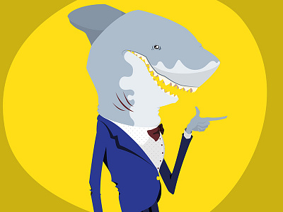 Heyyyyyy... blue bowtie cartoon face illustration point shark sharkface suit teeth