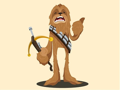 Chewbacca! bowcaster cartoon chewbacca chewie happy illustration rawr star wars thumbs up wookiee