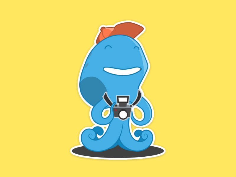 Say Cheese! - Sticker Pack animation camera cartoon cheese flash illustration octopus smile sticker sticker pack