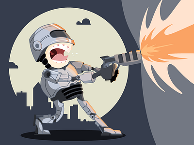 Dead or alive, you're coming with me! 80s cartoon cop detroit fire gun illustration officer murphy police robocop