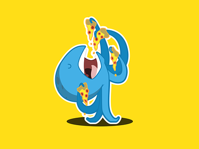 So Much Pizza! - Sticker Pack cartoon eating illustration nom nom octopus pepperoni pizza sticker sticker pack
