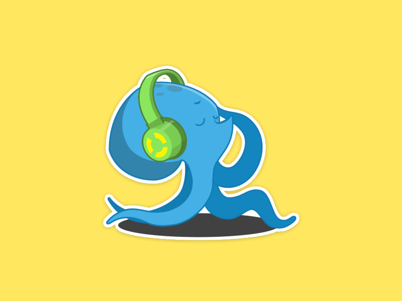 Tunes! - Sticker Pack animation bopping cartoon dancing headphones illustration music octopus rocking out sticker sticker pack tunes