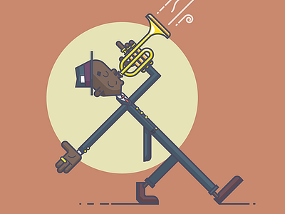 Jazz Struttin' hat illustration line art music muted ring skinny strut suit tie trumpet