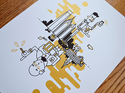 Signs of the Time – Printed! beer gold illustration line art philadelphia philly screenprint skyline