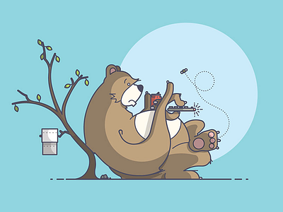 Bear Habits bear bee coke illustration line art relax soda toilet paper tv