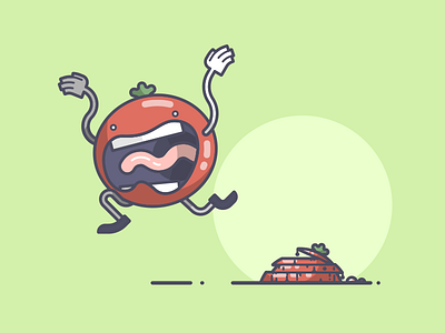 Tomato Nightmares horror illustration line art run scared slice tomato