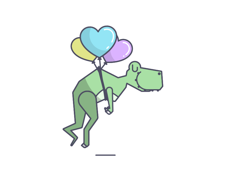 Dinosaur Love balloons dinosaur float happy illustration line art love sticker t rex tyrannosaurus rex