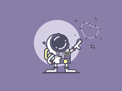 Astronaut Love astronaut constellation flat illustration line art love smile space stars sticker