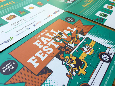 Fall Fest Invitations! burger fall festival food truck icons illustration invitation line art map music print