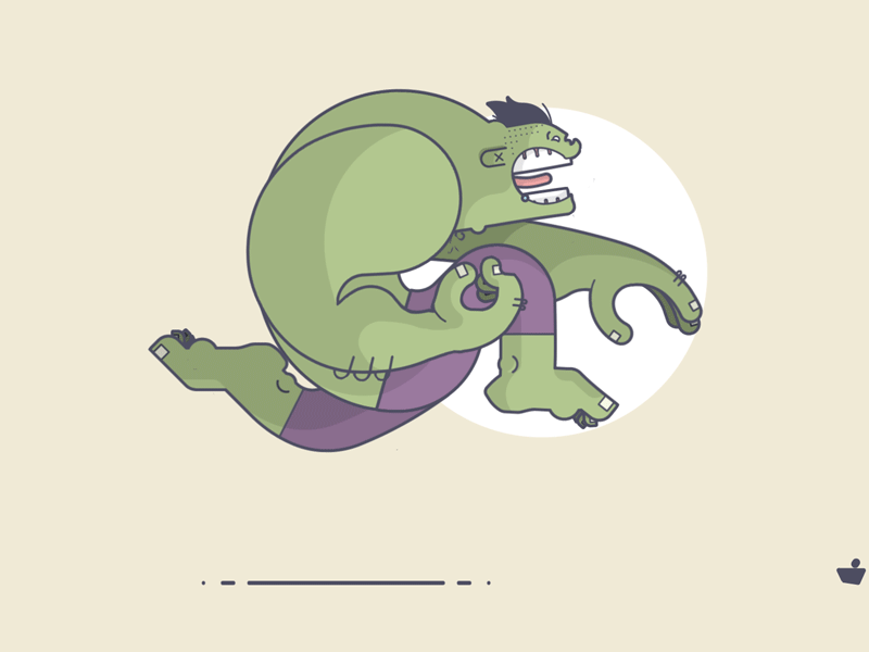 Hulk H-angry! comic hangry hulk hungry illustration line art loop marvel run stomp