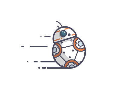 BB-8 bb8 droid force awakens illustration line art roll speed star wars