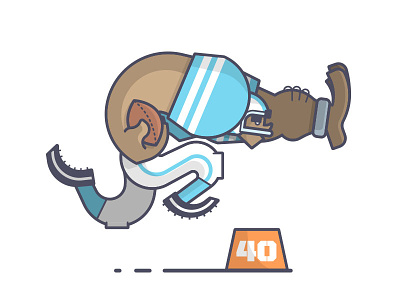 Get outta the way! broncos carolina football illustration line art nfl panthers running back stiff arm super bowl