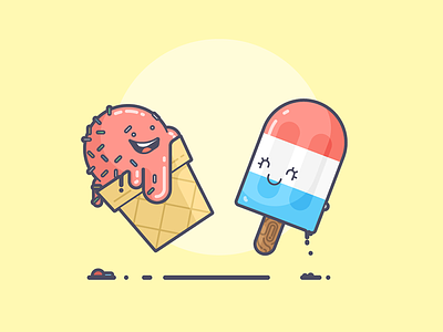 Ice Cream bomb pop happy ice cream illustration line art melting popsicle sprinkles summer