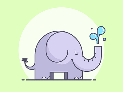 E is for Elephant animal elephant happy illustration line art splash