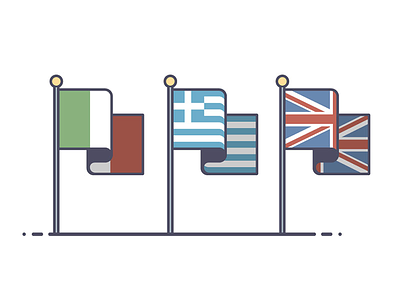 A European Holiday europe flags greece holiday illustration italy line art london united kingdom