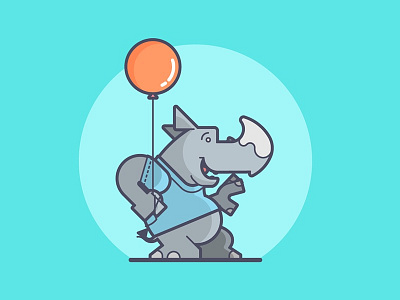 Happiness is... balloon colorful happy illustration line art rhino