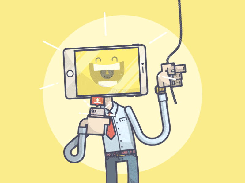 Mobile Moods switch follow like moods emotions phone mobile animation line art illustration