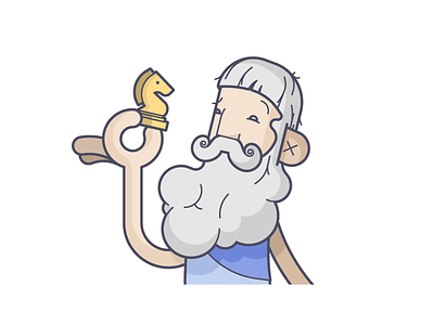 Plato! avatar beard chess illustration knight line art messenger plato