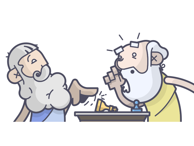 Checkmate! play beard pawn king chess messenger socrates plato line art illustration