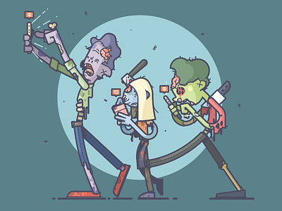 Social Zombies decay follower illustration iphone like line art phone skull zombie