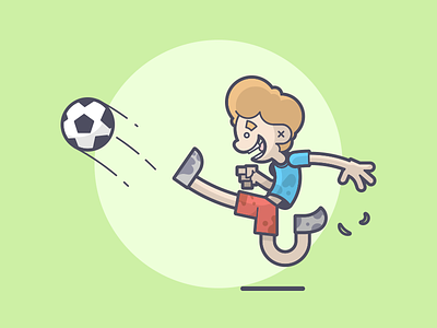 Kickin' it just for you ball boy child football grass happy illustration kick kid line art soccer