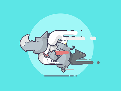 Chargin' into Spring like... business illustration line art rhino serious speed tie