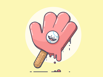 Bubble Play baseball glove illustration line art melting popsicle spring summer sun