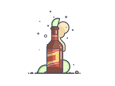 ¡Happy Cinco De Mayo! alcohol beer bottle drink illustration lime line art mexico