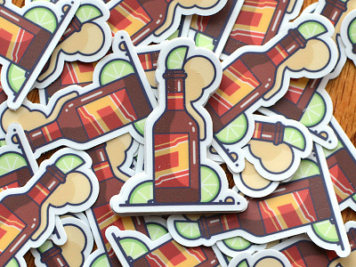 🍺 🍻 Stickers beer foam illustration lime line art stickers tecate