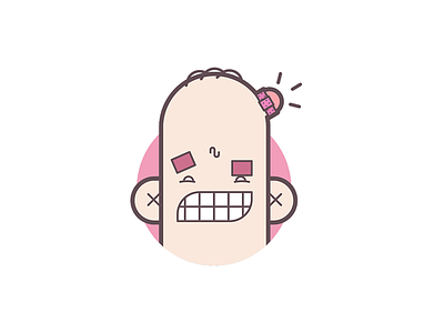 Ouch! bump grimace headache icon illustration line art ouch