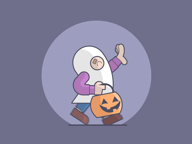 Trick or Treat candy ghost halloween illustration line art pumpkin trick or treat walk