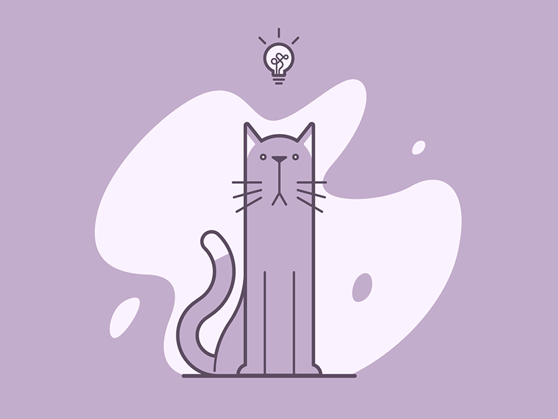 Purr-eka! meow idea cat line art illustration