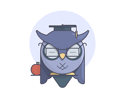 Mr. Owl animal apple graduate illustration line art owl school wise